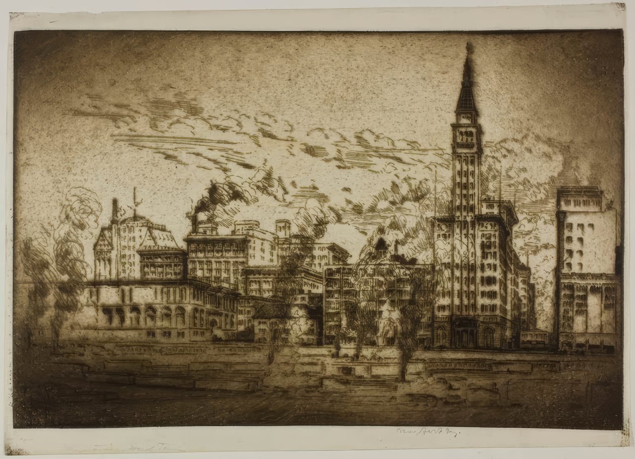 Chicago - The Montgomery Ward Tower by Bror Julius Olsson Nordfeldt