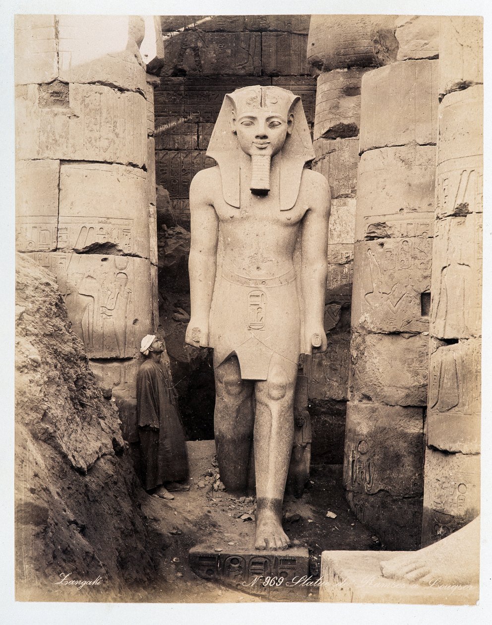 A Statue of Ramses in Luxor - photograph by the Zangali brothers, late 19th century by Brothers Zangaki