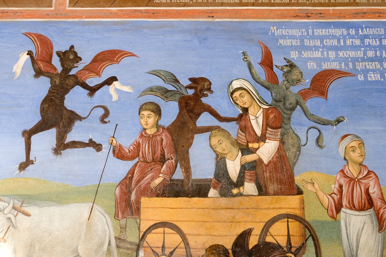 Bulgaria, Rila Monastery, Fresco at Church of Nativity of Virgin by Bulgarian School
