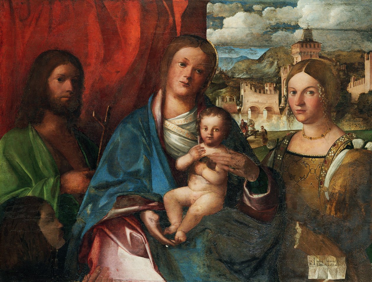 The Virgin and Child with Saints John the Baptist, Catherine of Alexandria and Donator by Buonconsiglio