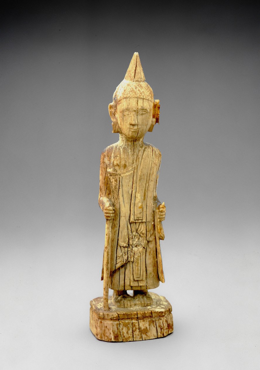 Figure of the Penitent Buddha, walking and holding a staff, early Mandalay style by Burmese School