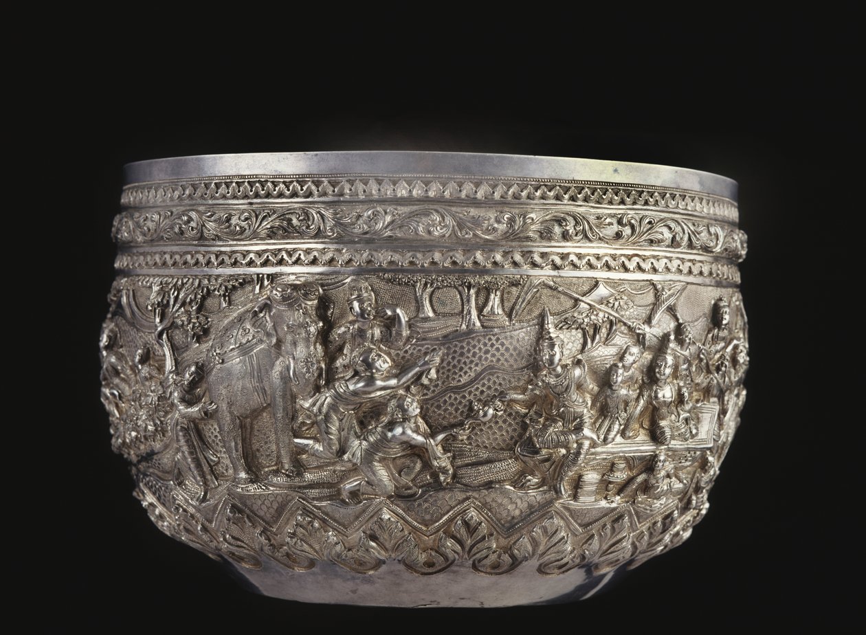 Bowl with Courtly Scenes, Late 19th Century by Burmese School