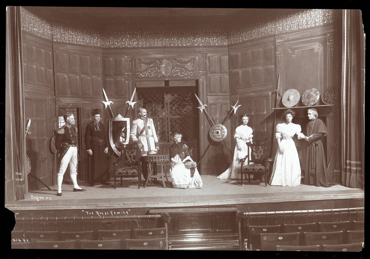 A scene from an amateur production of a play titled The Royal Family by Byron Company