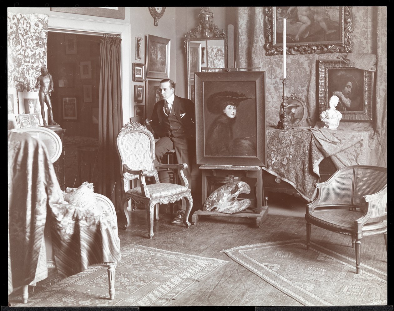 Malcolm Strauss in his studio in New York, c.1895 by Byron Company
