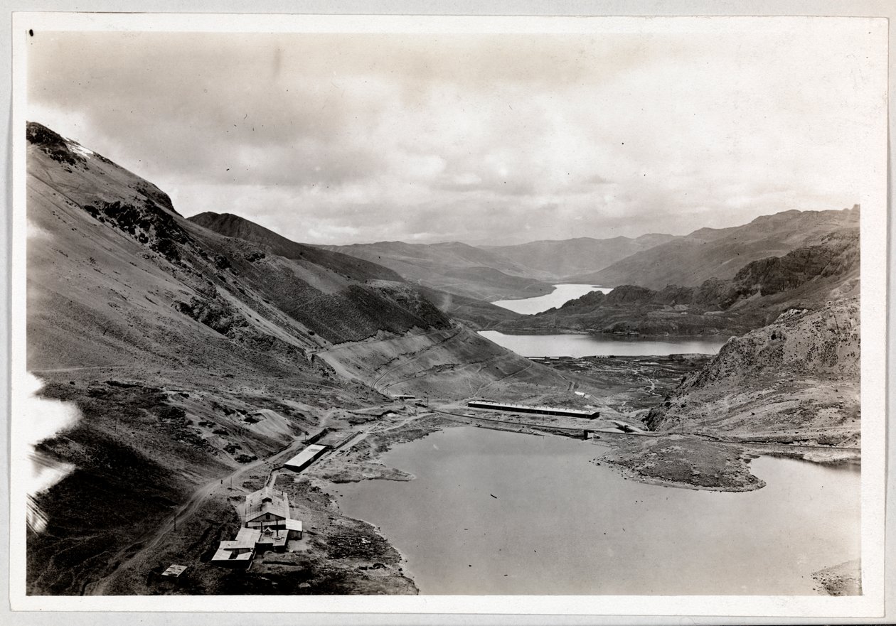 View from Above of a Long Stretch of the Panama Canal While Under Construction by Byron Company