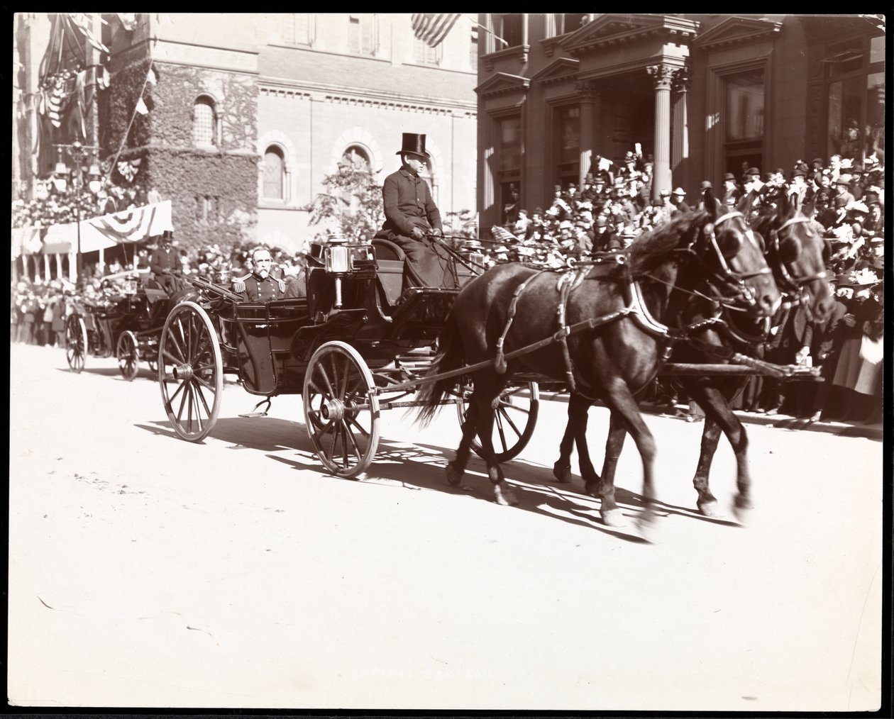 View of Admiral Sampson in a carriage in the Dewey Parade on Fifth Avenue, New York by Byron Company