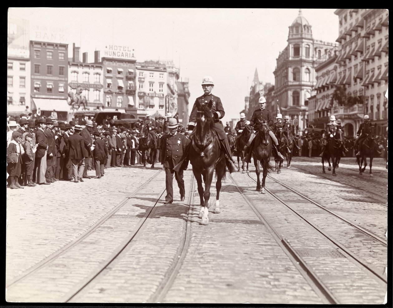 View of a New York Police Parade at Union Square, New York, 1898 by Byron Company