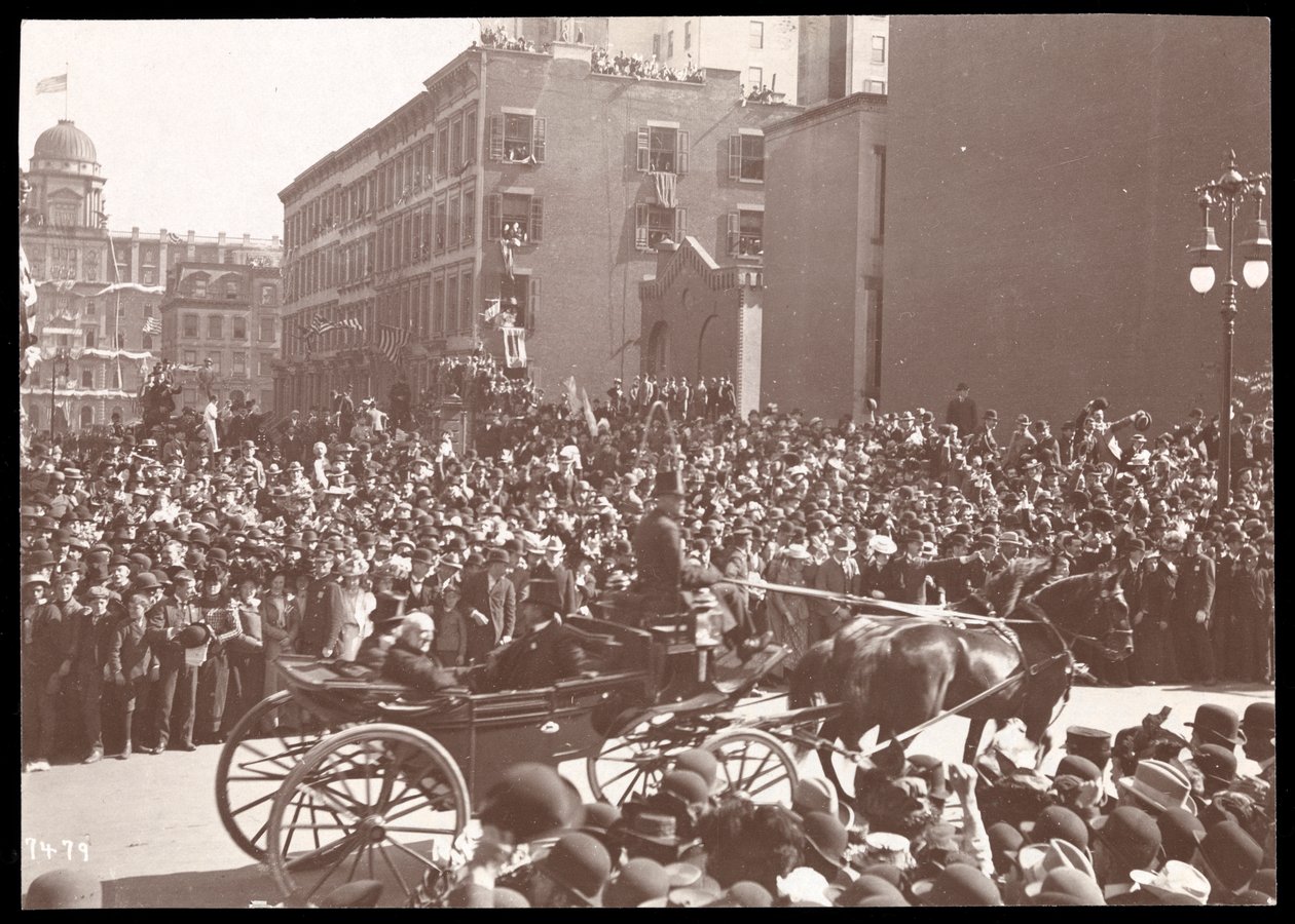 View of the Crowd and a Horsedrawn Carriage in the Dewey Parade on Fifth Avenue, New York by Byron Company