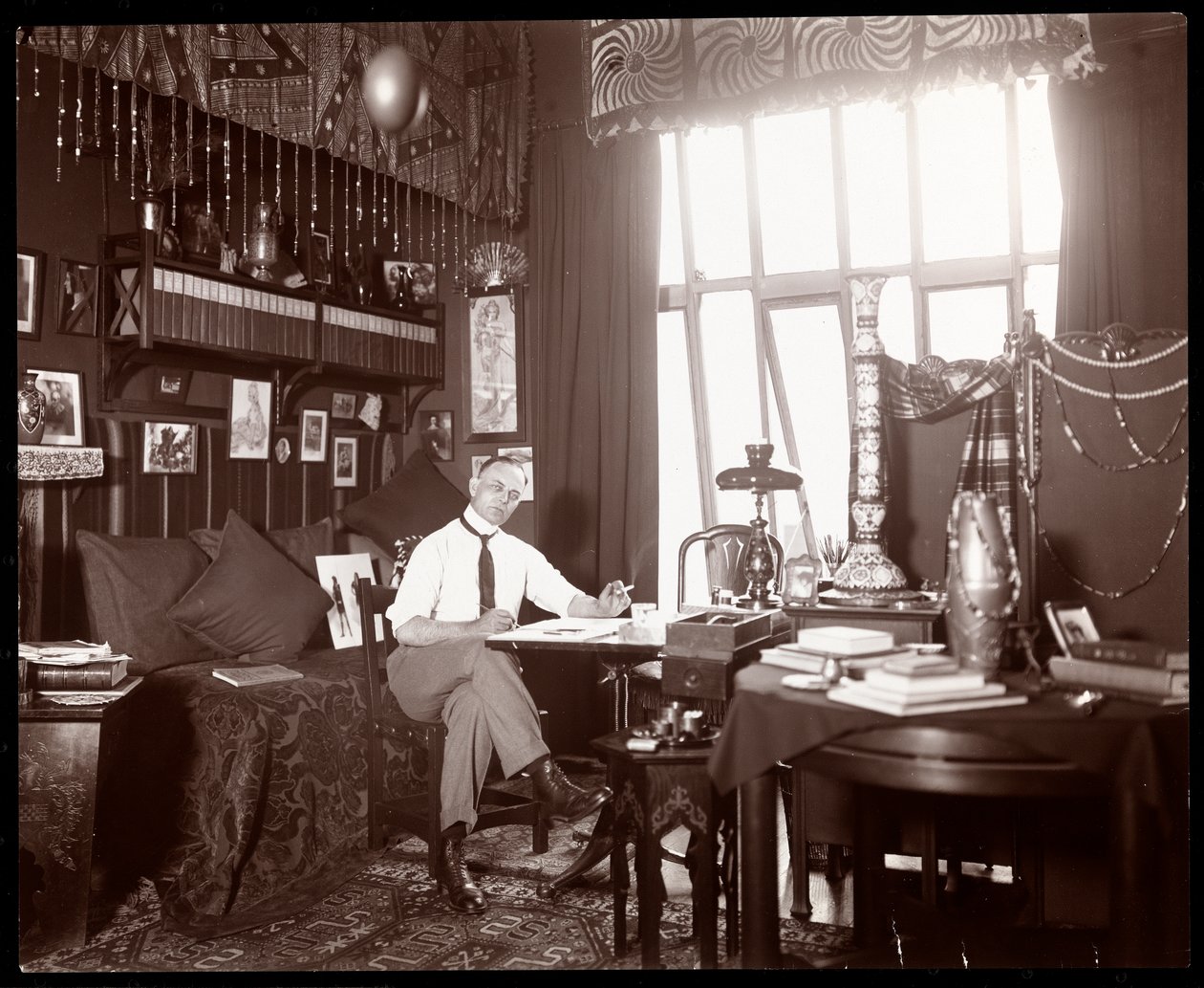 Will R. Barnes Drawing in His Studio by Byron Company