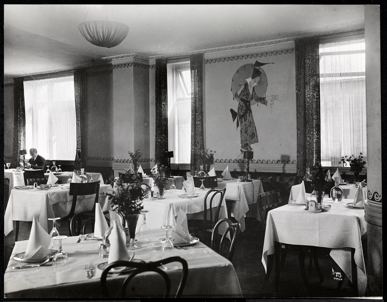 A Dining Room at the Hotel Majestic, 1916 or 1917 by Byron Company