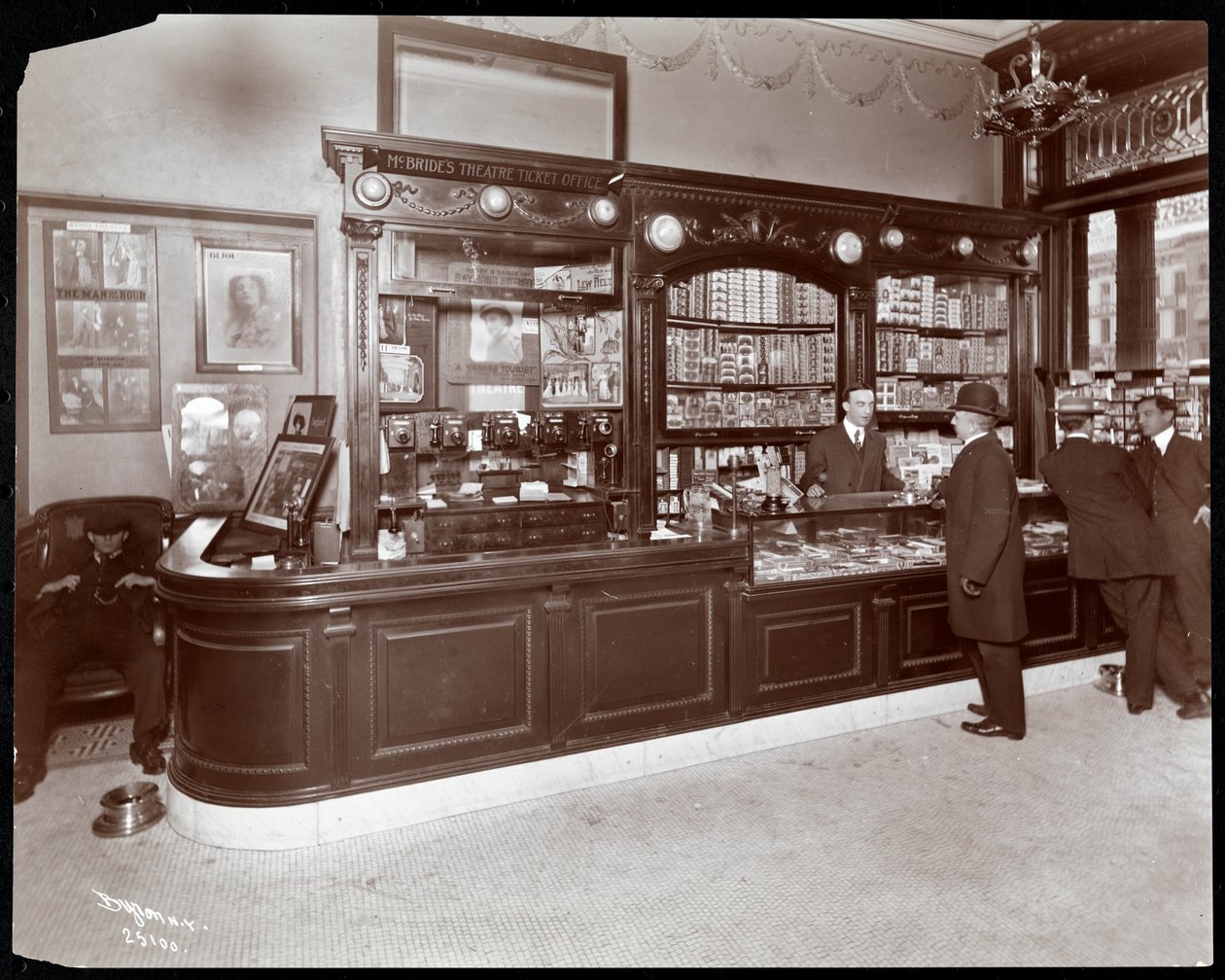 Cigar and Theatre Ticket Sales Counter at the Hotel Cadillac, 1907 by Byron Company