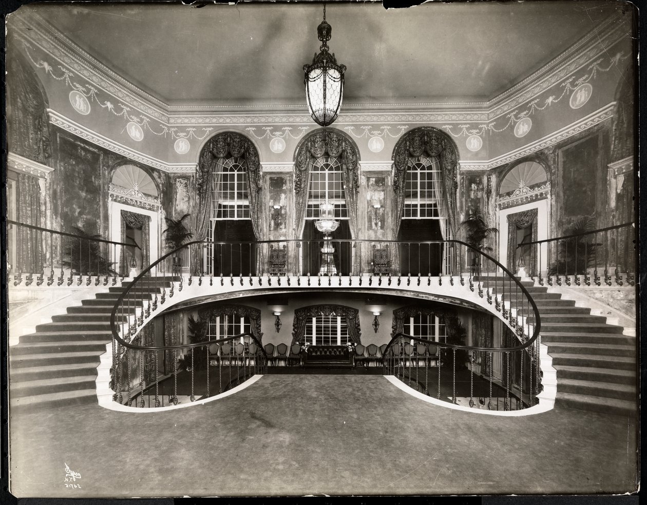 Double staircase at the Ritz-Carlton Hotel, 1913 by Byron Company