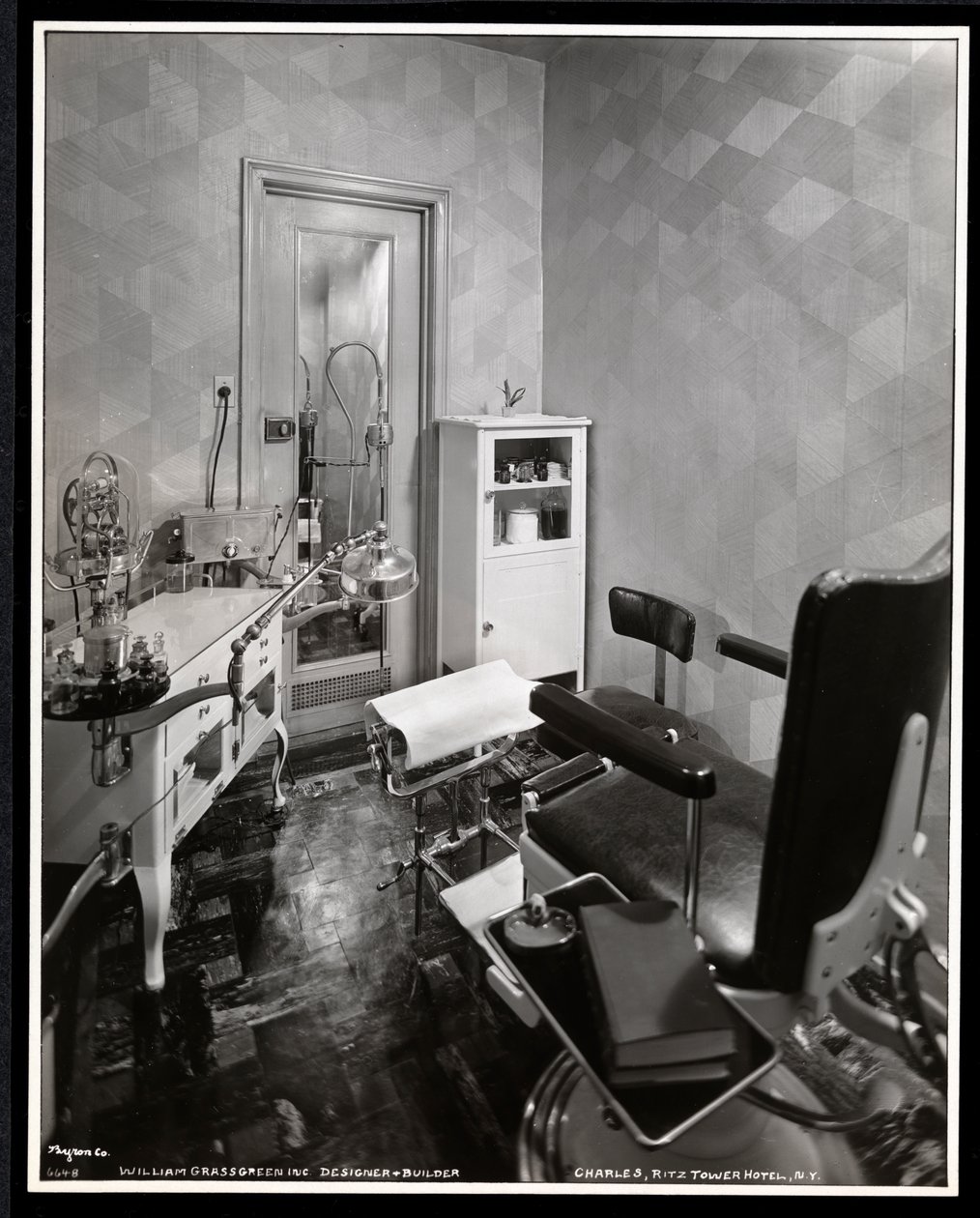 Interior View of the Chiropodist Room at Charles of the Ritz Beauty Salon in the Ritz Tower Hotel, Park Avenue and 57th St, New York, 1932 by Byron Company