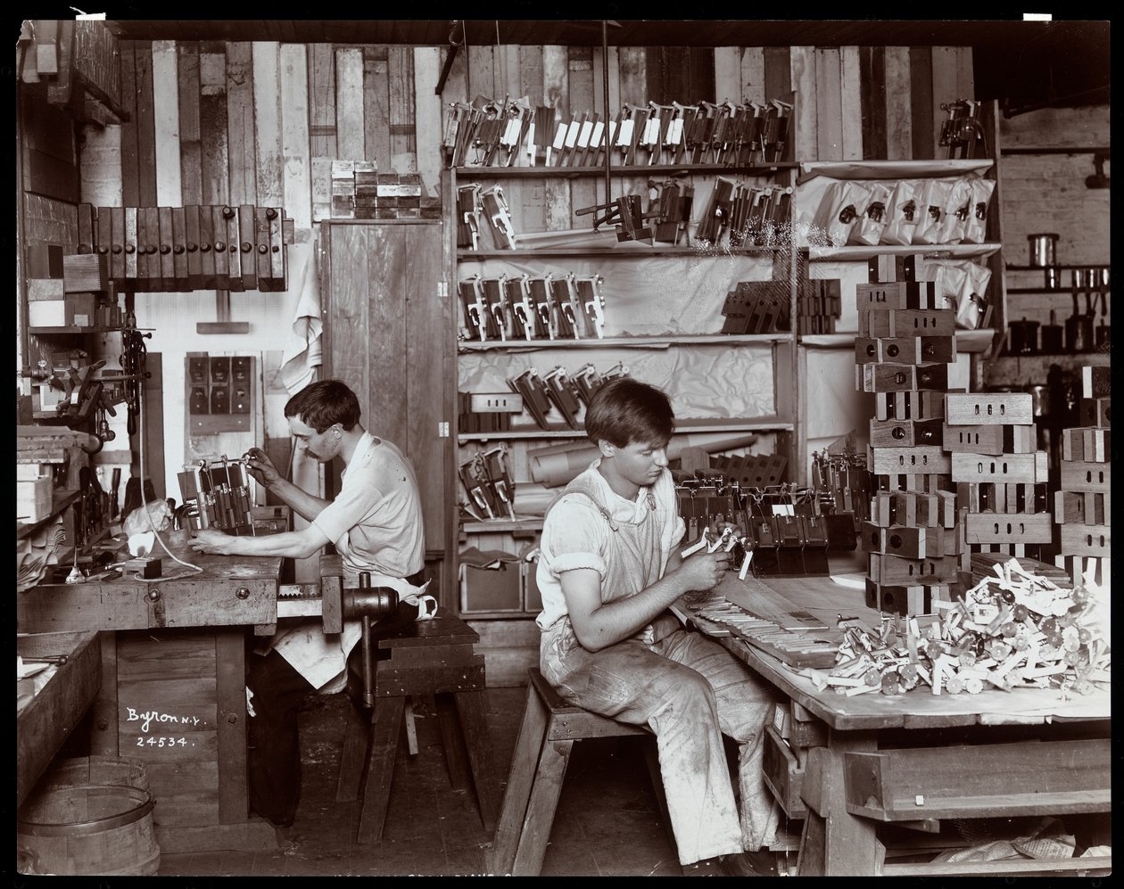 Men Working in the Hardman, Peck and Co. Piano Factory, New York by Byron Company