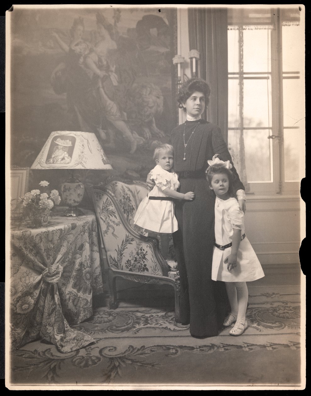Mrs. Clarence Mackay with her children at Harbor Hill, Long Island by Byron Company
