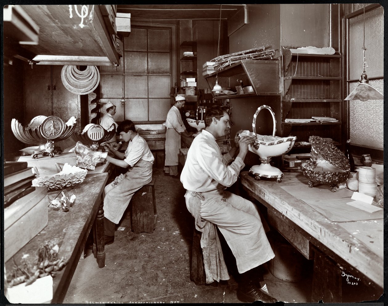 The confectionery department at Hotel Delmonico, 1902 by Byron Company