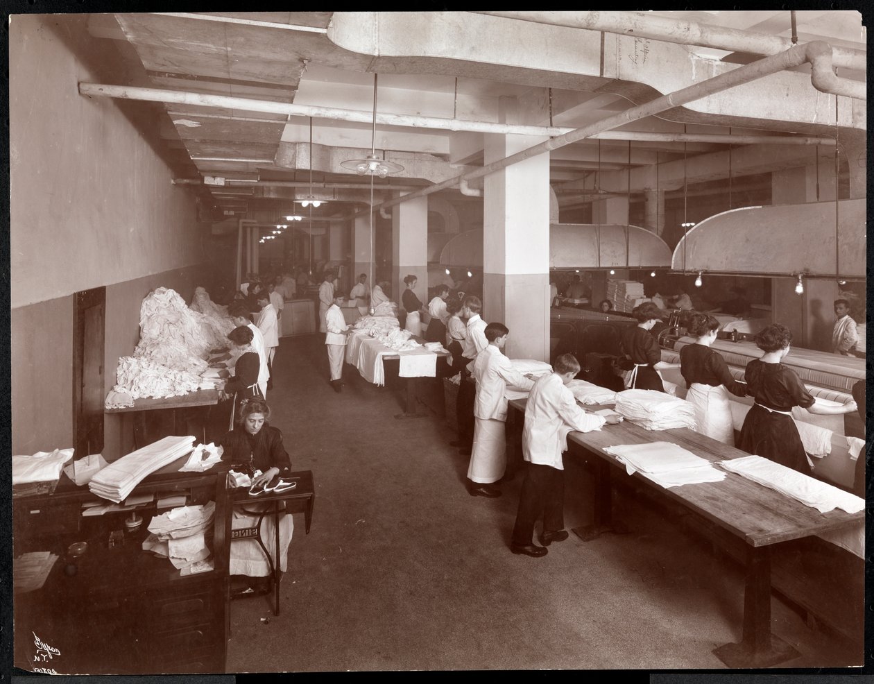 The Laundry Room at the Hotel McAlpin, 1913 by Byron Company