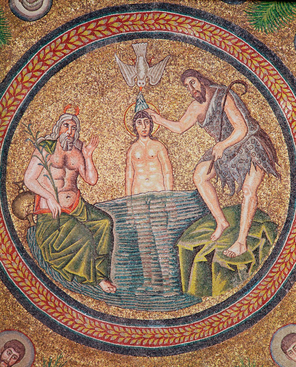 Baptism of Christ by John the Baptist (detail) by Byzantine School