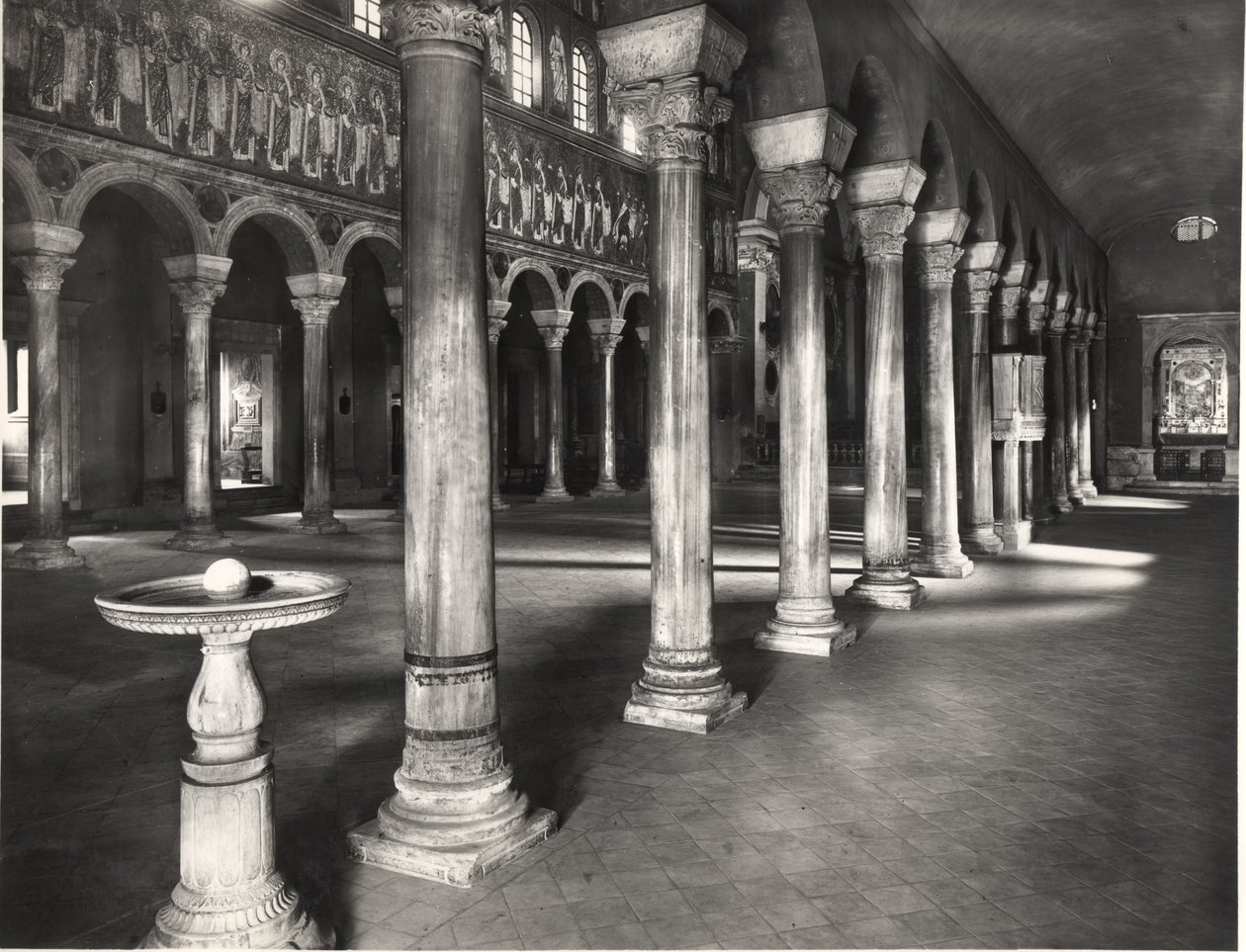 Interior View of the Nave with Mosaics Depicting the Procession of the Virgin Martyrs by Byzantine School