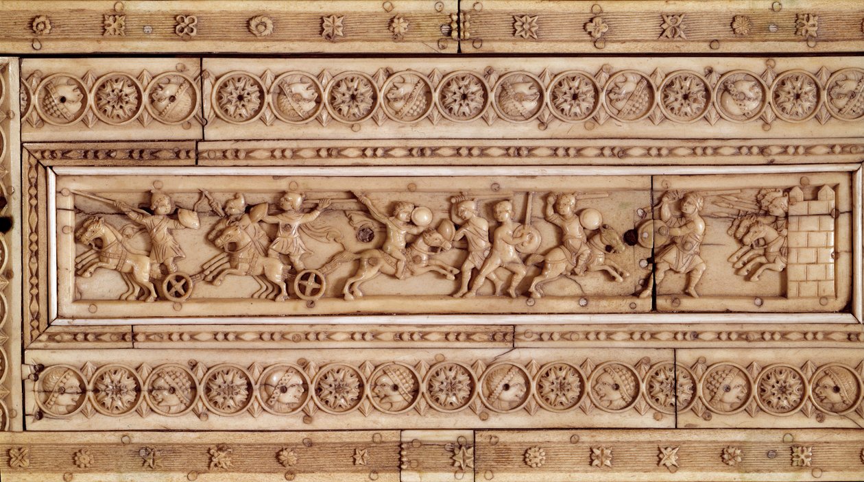 Combat Scene (Ivory relief, 10th century) by Byzantine