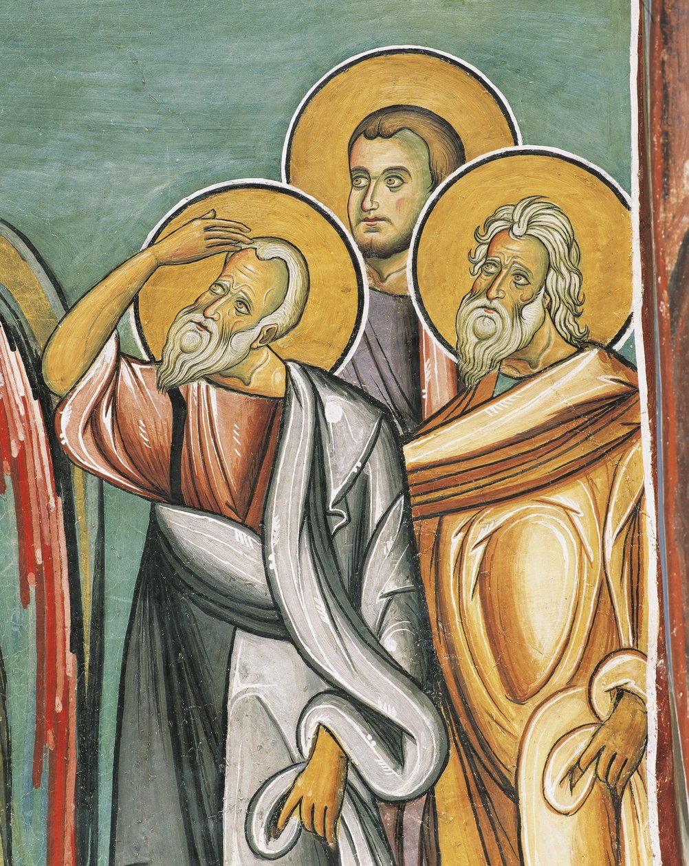 Three people in a church, Panagia too Araka, Byzantine, Troodos Mountains, Cyprus by Byzantine