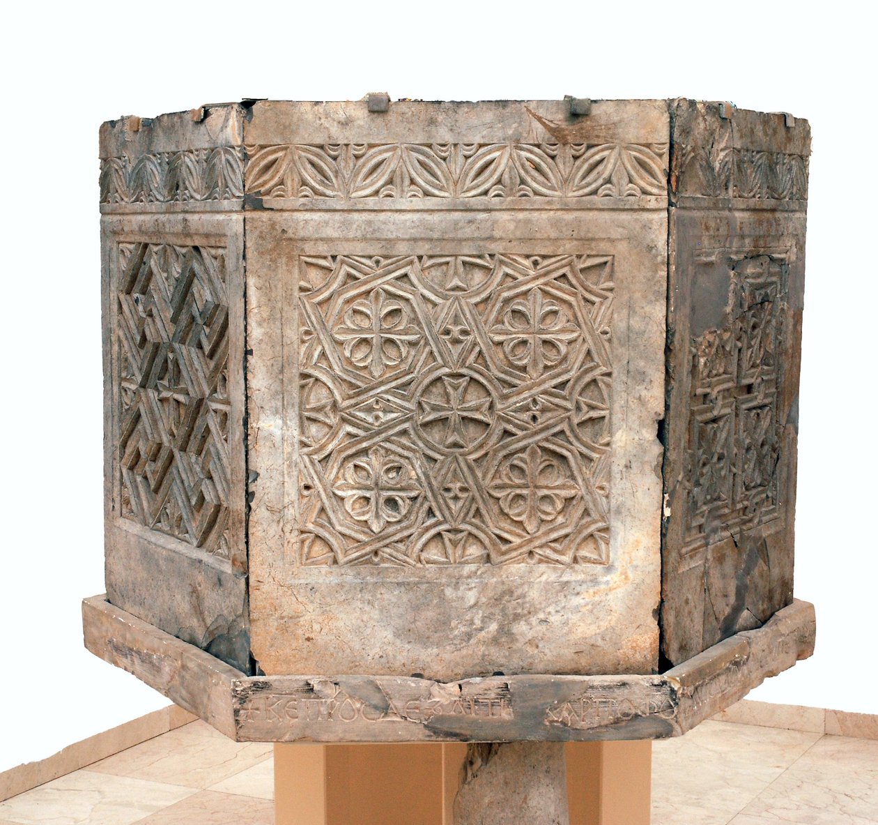 Ambo from the Byzantine Church of Saint Theodoros, Beit Sila, Jerusalem, 6th Century AD (bituminous stone) by Byzantine Byzantine