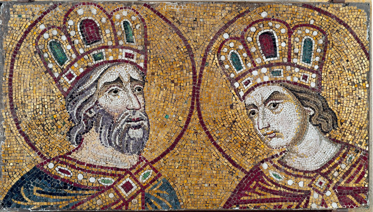The Roman Emperor Constantine I, with Saint Helene, his mother (detail) by Byzantine Byzantine