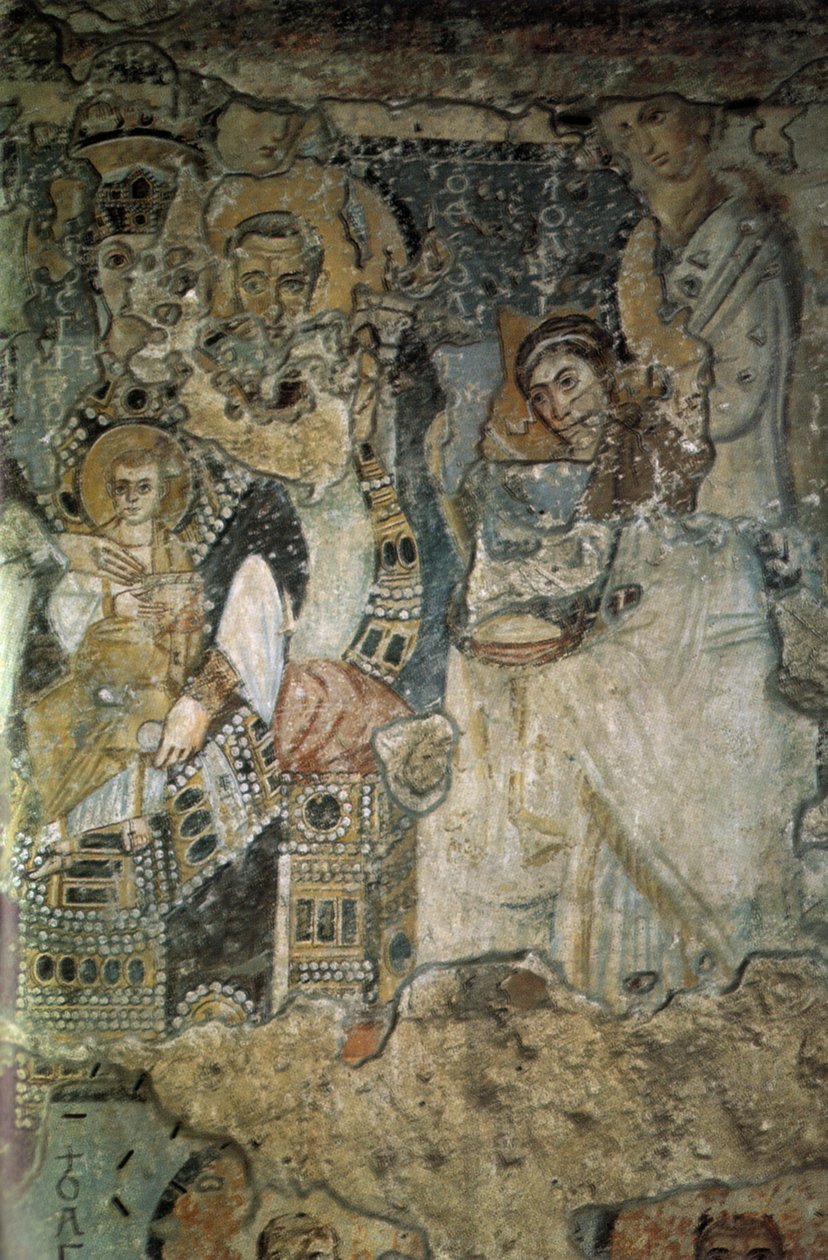 The Annunciation Fresco in Santa Maria Antiqua, 565-578 by Byzantine Byzantine