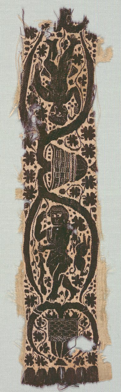 Rare Silk Tunic Fragment with Ornamental Sleeve Band, 400s-500s by Byzantine Period Egyptian