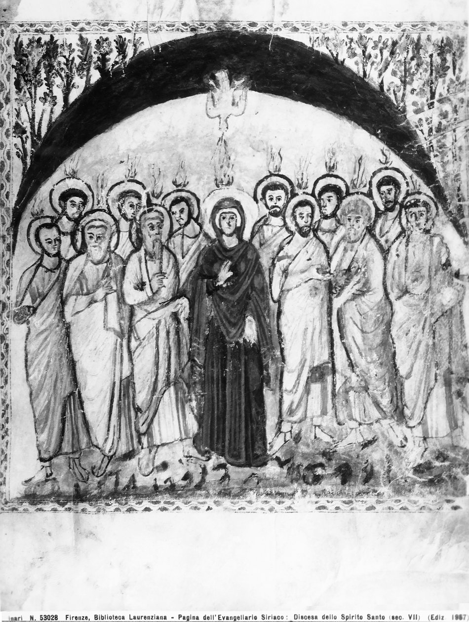 Descent of the Holy Spirit, folio from the Rabula Gospels, 586 AD by Byzantine School
