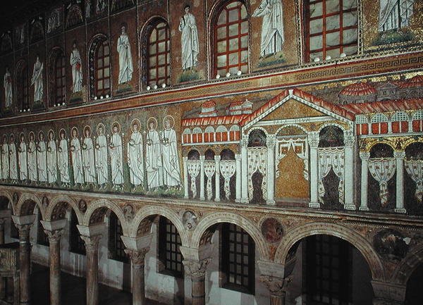 Facade of the Palazzo di Teodorico and the Procession of Martyrs by Byzantine School