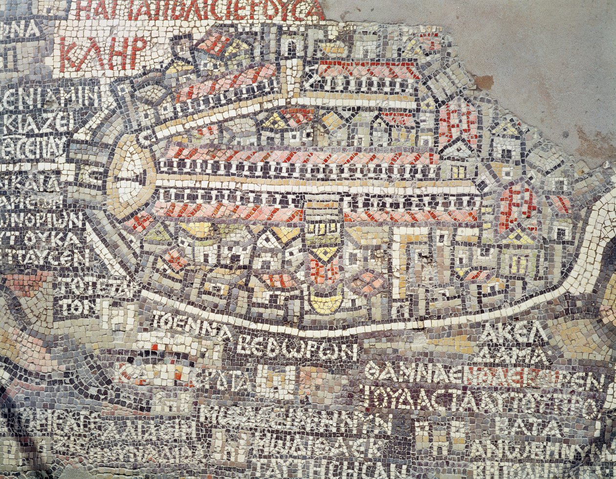 The City of Jerusalem and the Surrounding Area, Detail from the Madaba Mosaic Map by Byzantine School