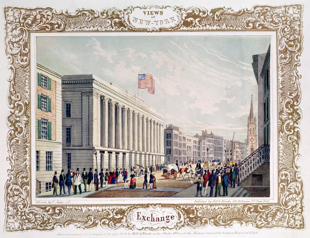 Exchange, New York City, published 1850 by C. Autenrieth