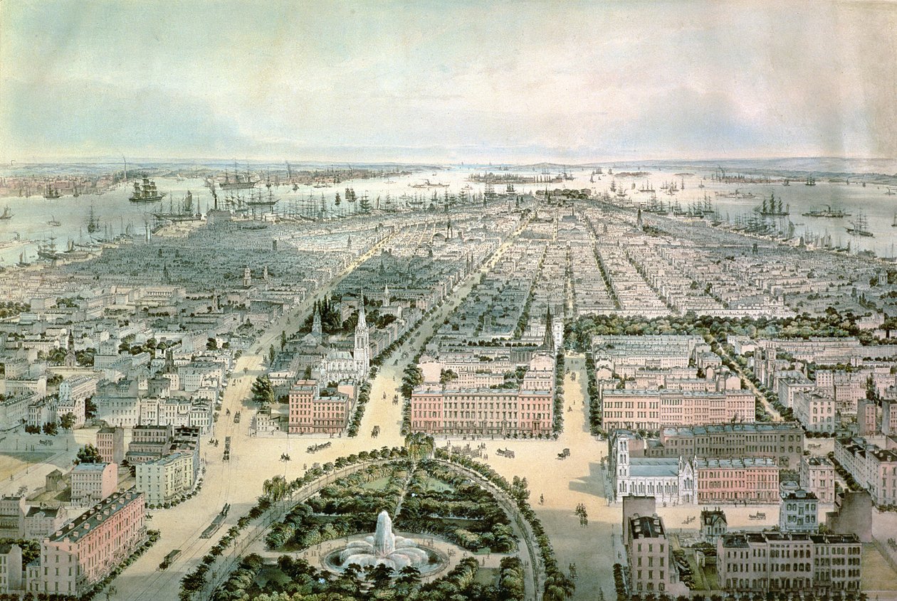 New York Looking South from Union Square, pub. by John Bachman, 1849 by C. Bachman