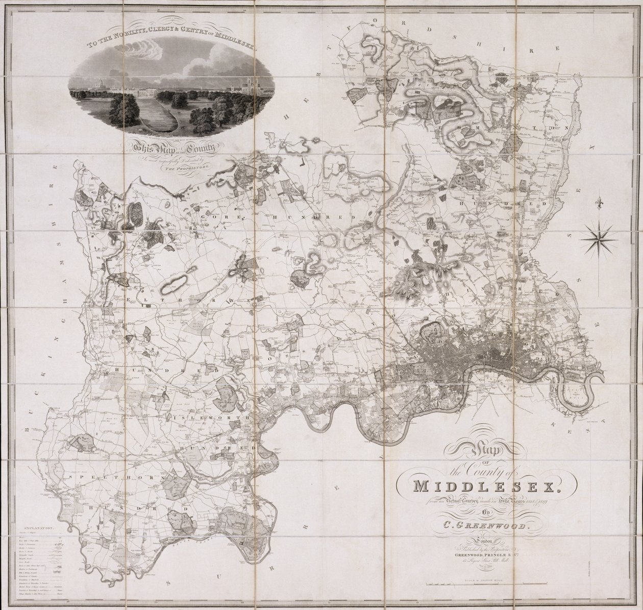 Map of the County of Middlesex, published 1819 by C. Greenwood