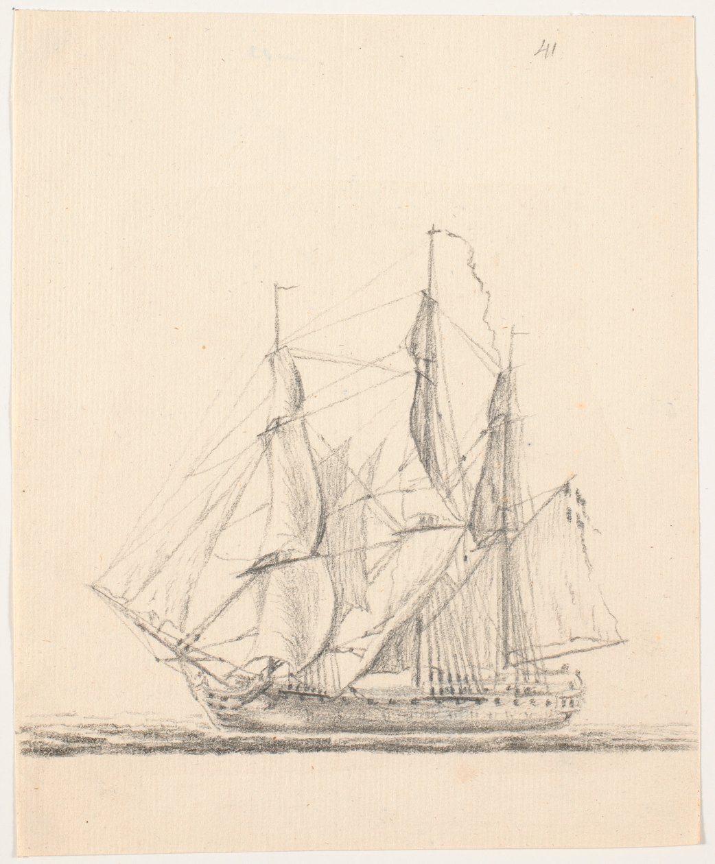 Naval Ship Under Full Sail by C.A. Lorentzen