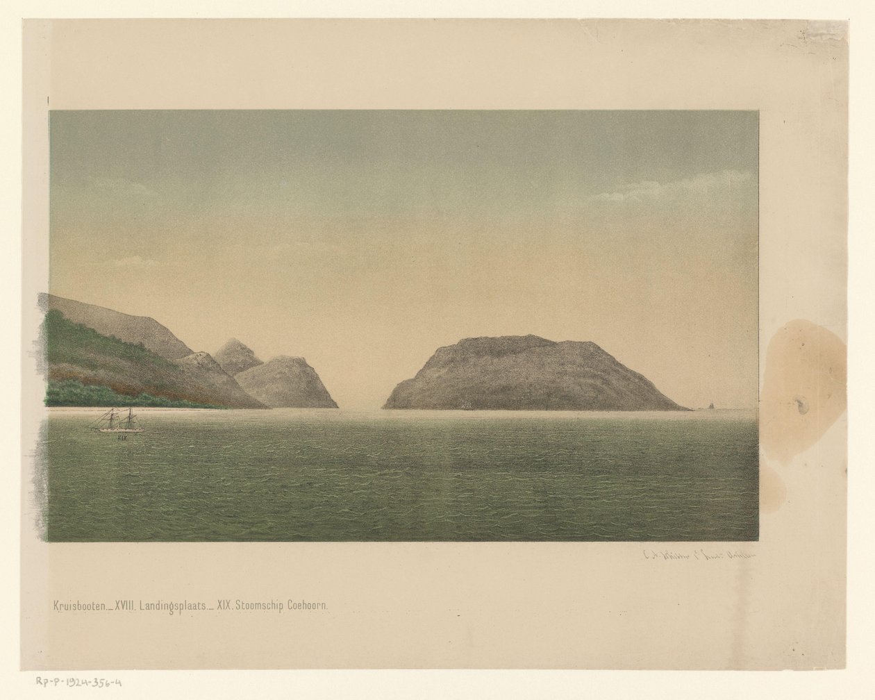 View of the coast of Great Aceh, with the fleet of the First Aceh Expedition off the coast by C.A. Whitten