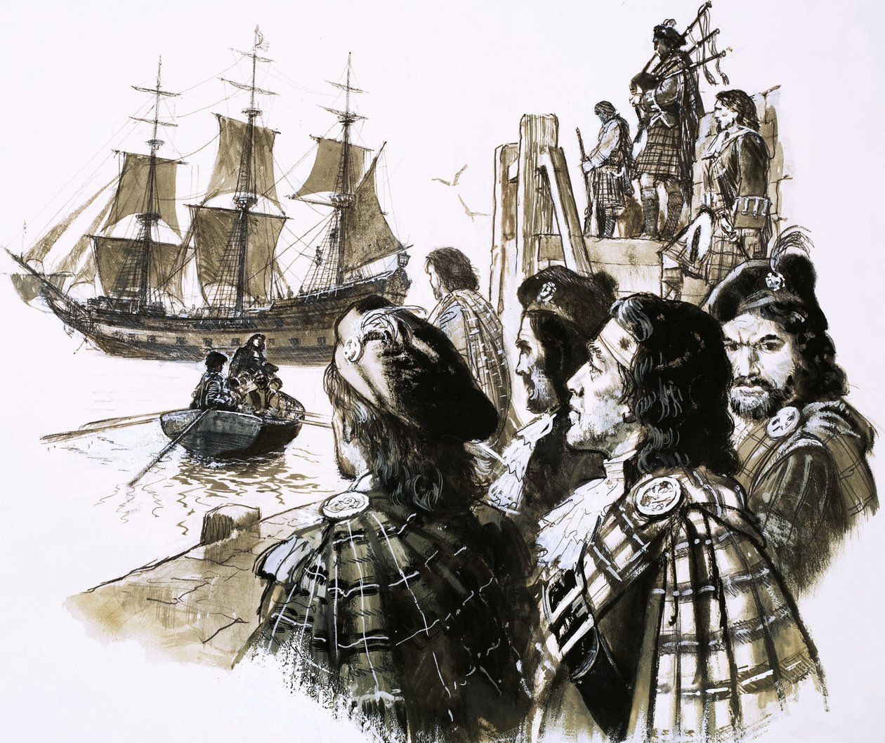 James II Returns to France After the Defeat of His Supporters at the Battle of Sherrifmuir by C.L. Doughty