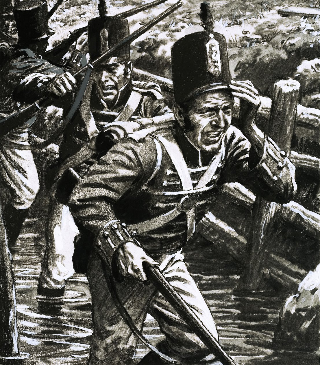 Soldiers in the Flooded British Lines at Flushing by C.L. Doughty