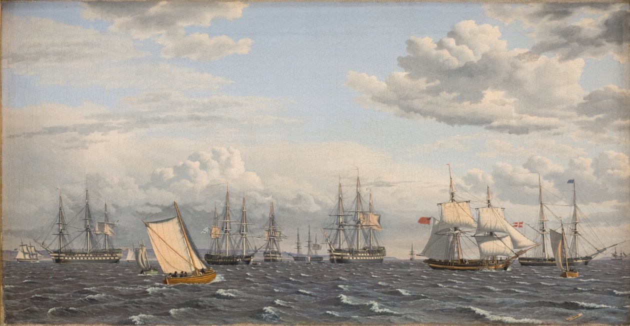 A Russian Fleet at Anchor near Elsinore by Christoffer Wilhelm Eckersberg