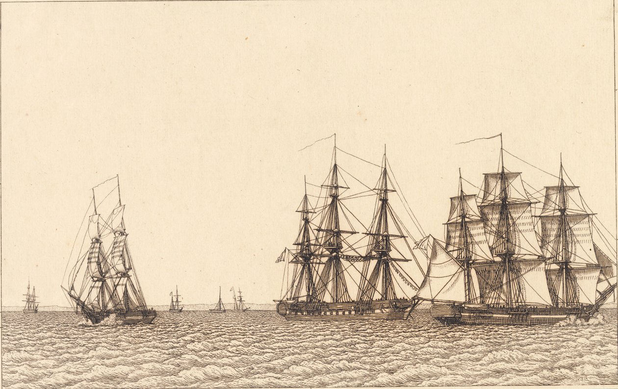 A Brig Sailing. Illustration for 