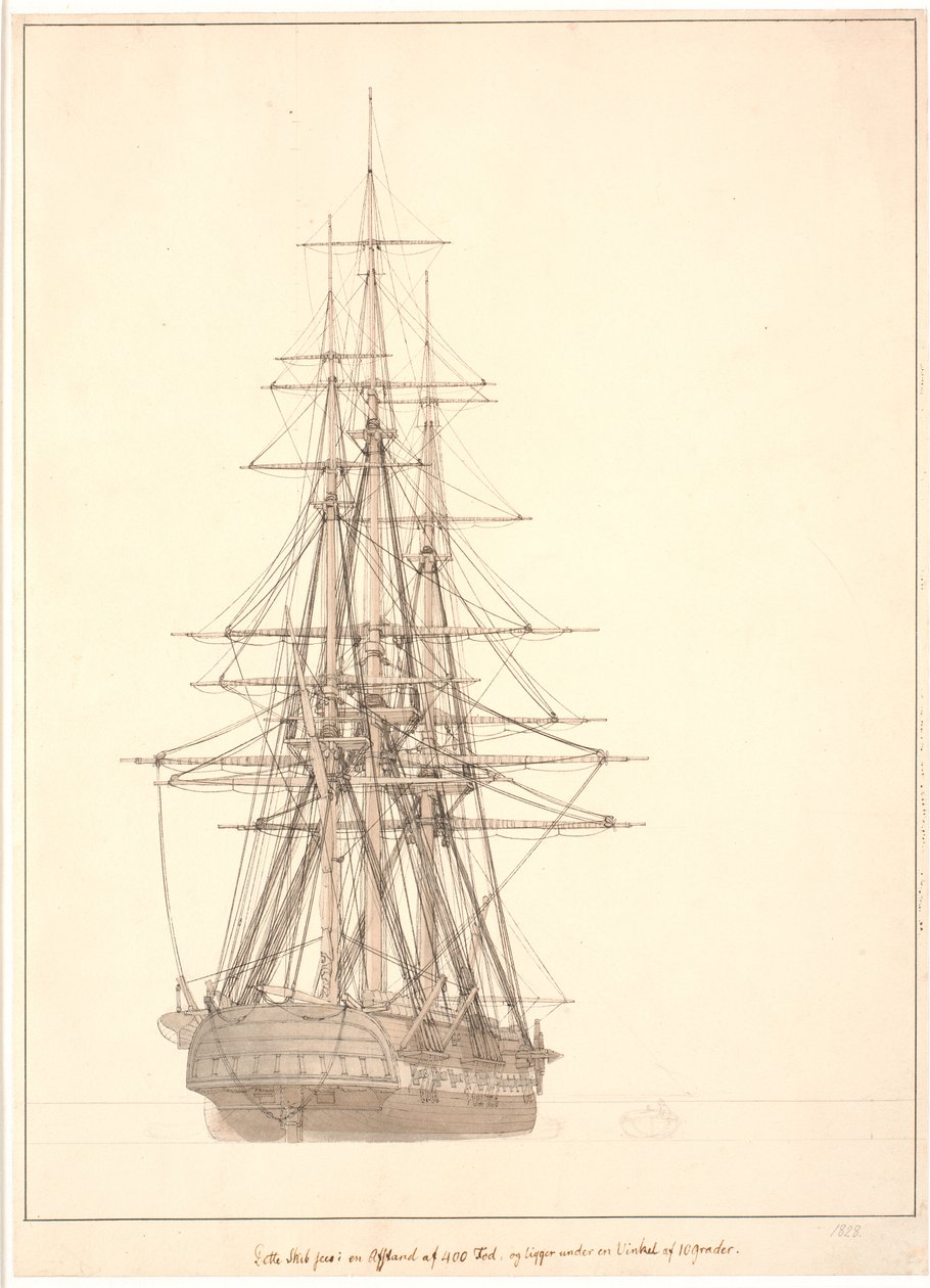 A Frigate Seen from Behind by Christoffer Wilhelm Eckersberg