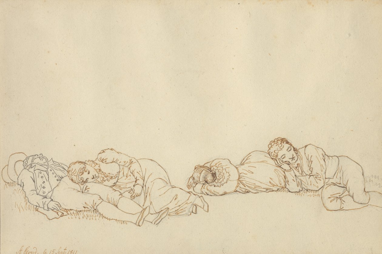 Four Sleeping Parisians by Christoffer Wilhelm Eckersberg