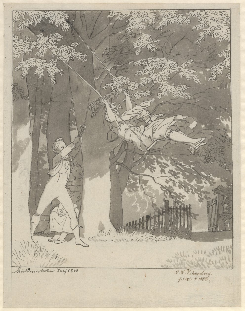 The Swing. From the Forest at Skjoldnæsholm by Christoffer Wilhelm Eckersberg