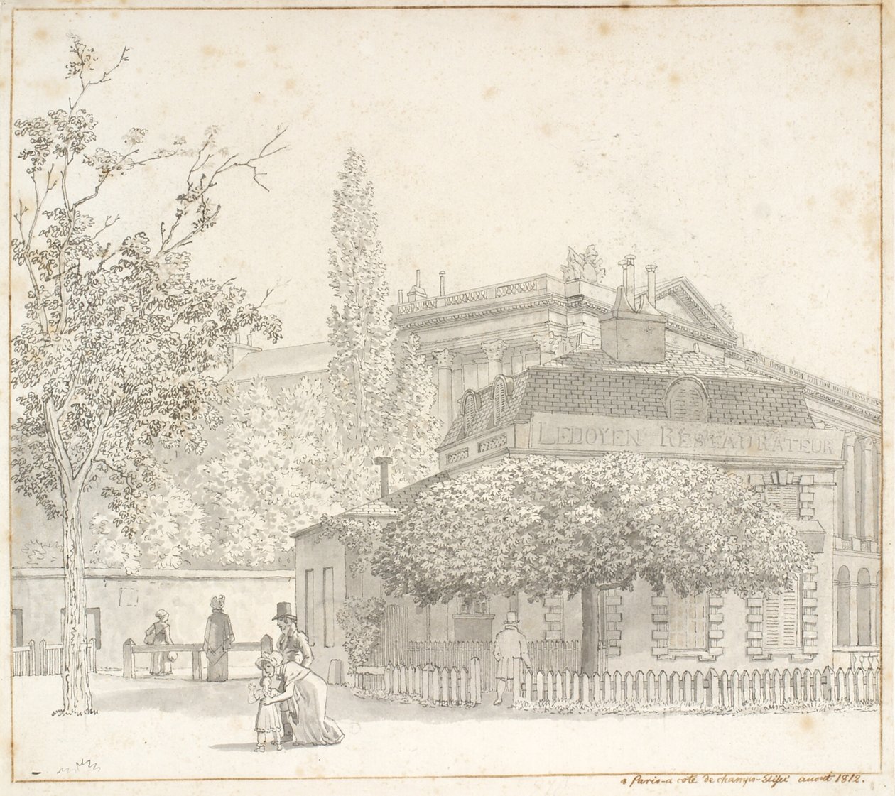Restaurant Ledoyen at Place de la Concorde near Champs-Élysées, Paris by Christoffer Wilhelm Eckersberg