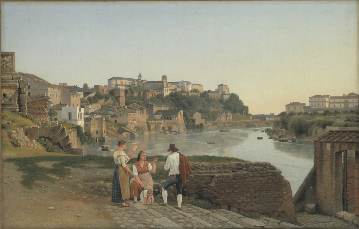 View of the Tiber Towards the Aventine Hill in Rome by Christoffer Wilhelm Eckersberg