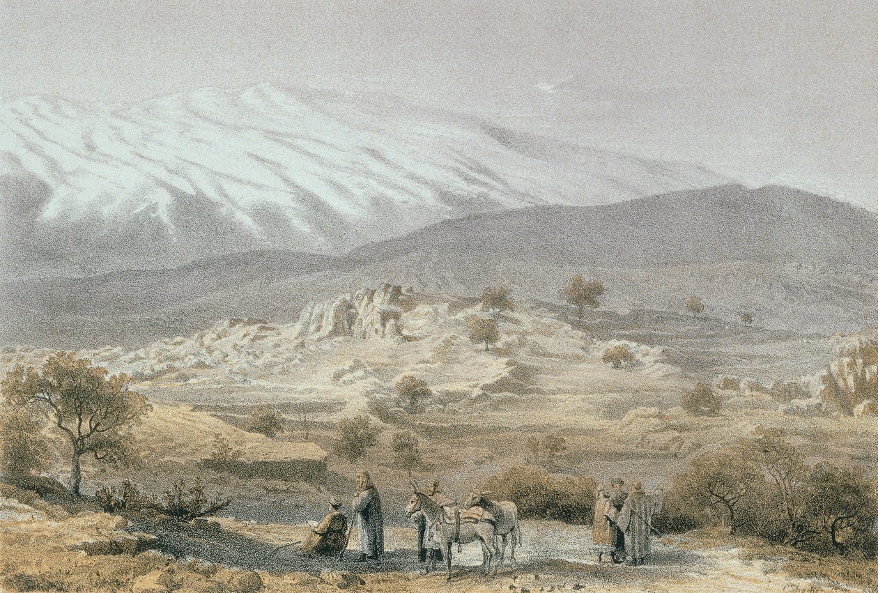 Mount Hermon, Etching by Schacher by C. Schacher
