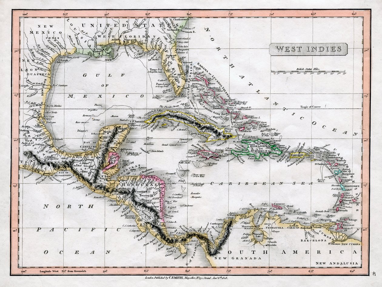 A map of the West Indies by C Smith