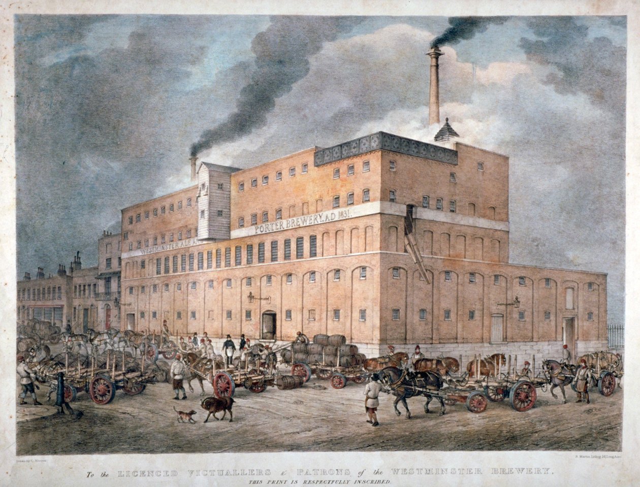 Westminster Ale and Porter Brewery on Horseferry Road, London, c1840 by C Warren