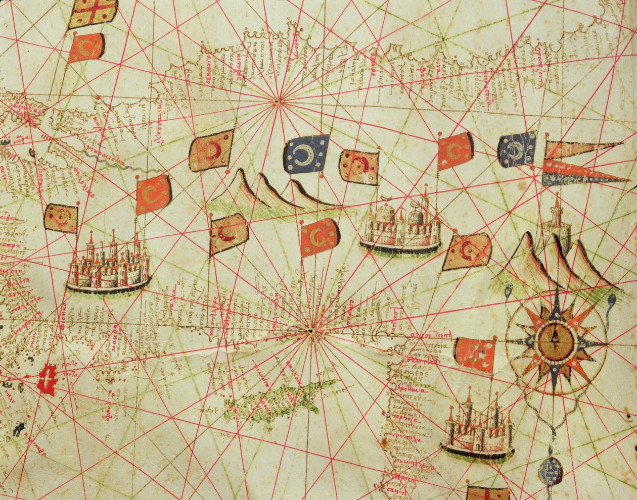 The Coast of Turkey and Cyprus, from a Nautical Atlas of the Mediterranean and Middle East by Calopodio da Candia